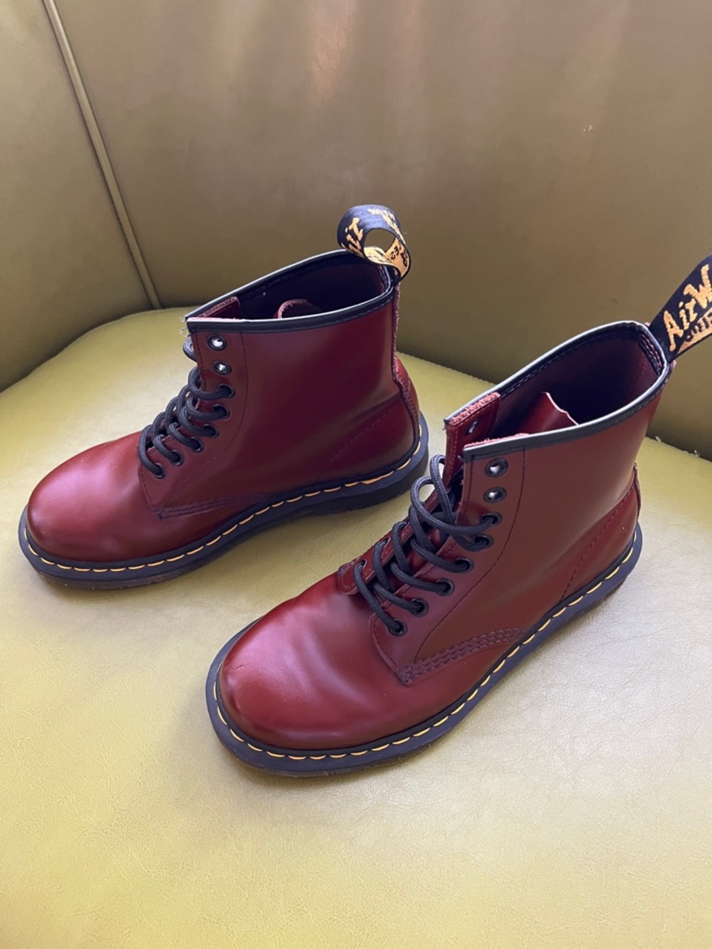 Dr. Martens Cherry burgandy Leather 8-Eye Combat Boots - Picture 2 of 4